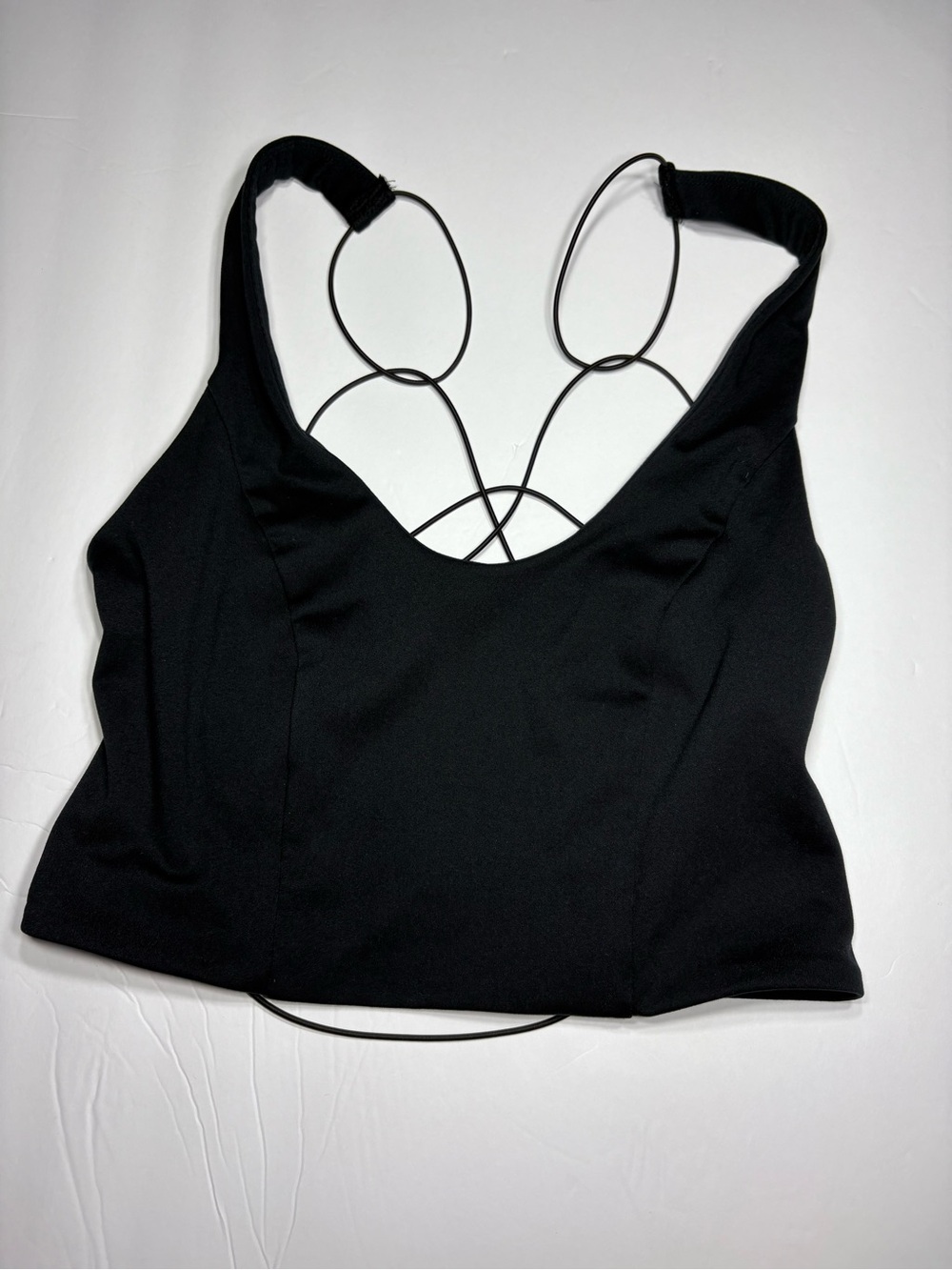 Free People Black Knit Top with Floral Tag Accent